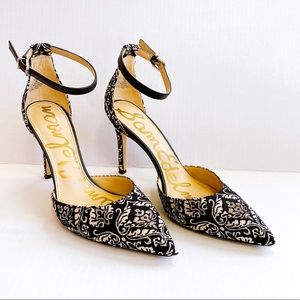Sam Edelman Black Brocade Pointed Toe Pumps